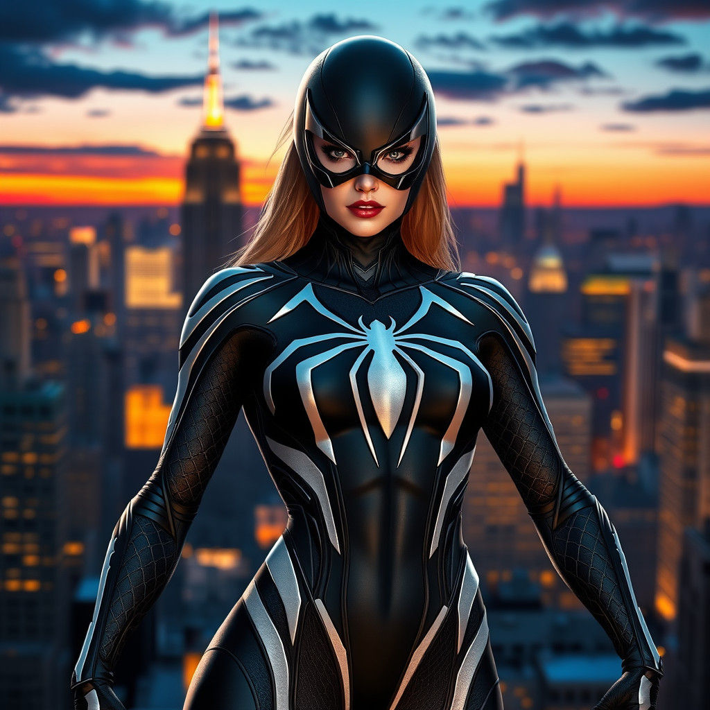 Dynamic Superhero Taylor in Ghost Spider Inspired Suit