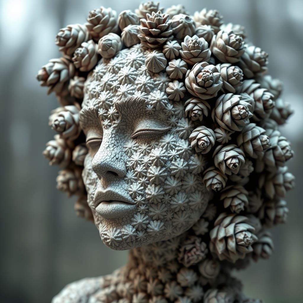 Surreal Sculpture of Woman Made from Intricately Arranged Pi...