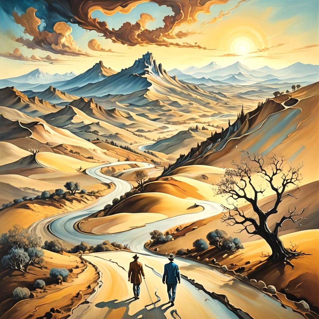 Surreal Melting Road: A Salvador Dali-esque Landscape