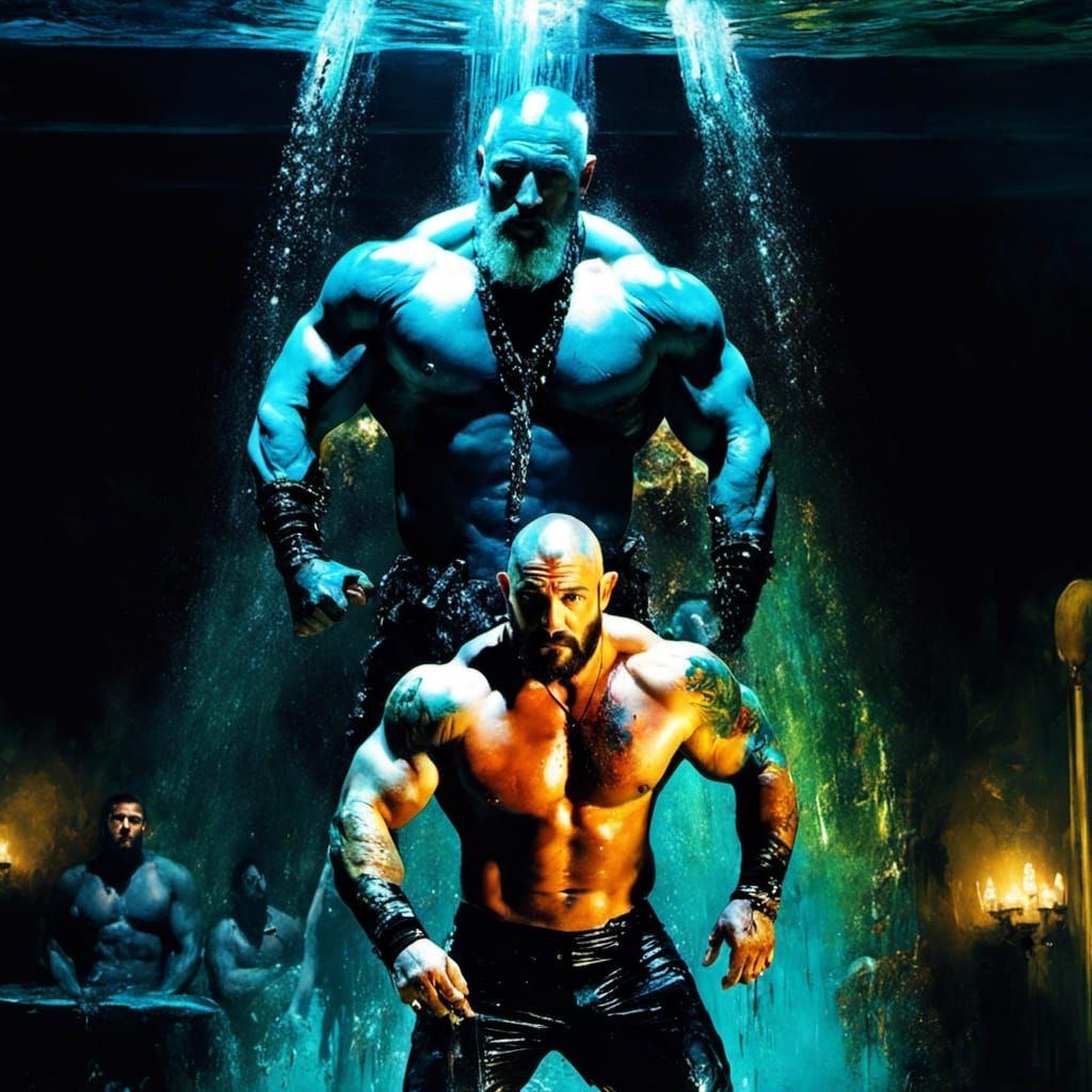 Mermen in an Underwater Shower: Digital Fine Art