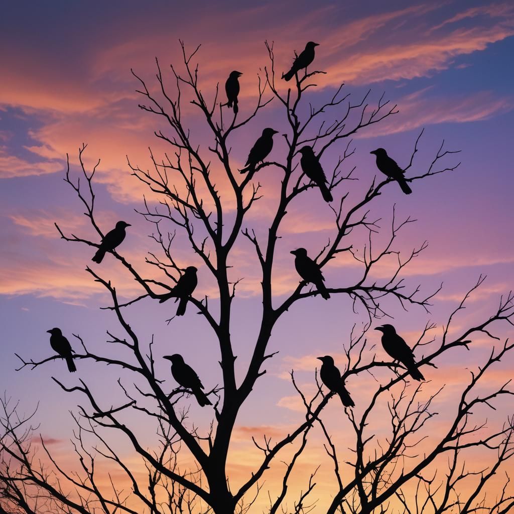 Surreal Crows in Sci-Fi Landscape Inspired by Murakami