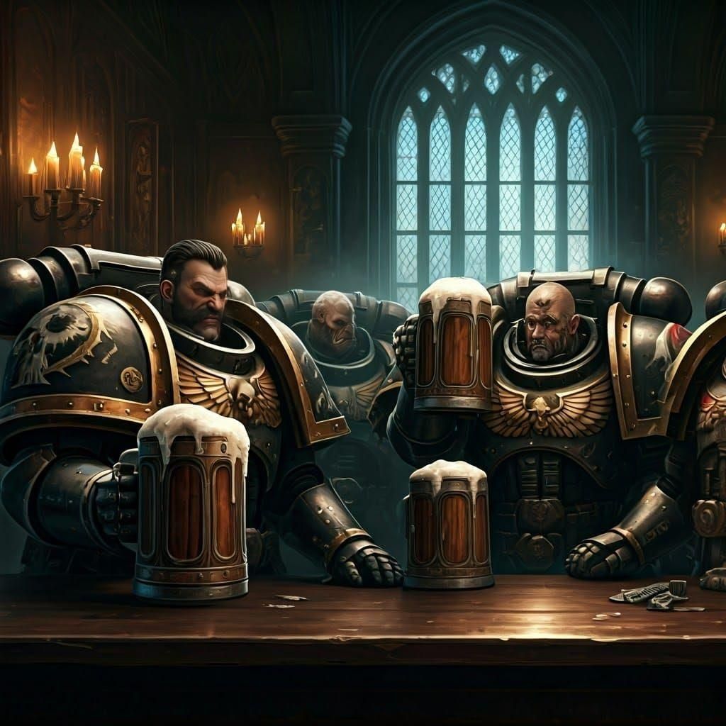Warhammer 40k Space Marines Enjoying Drinks