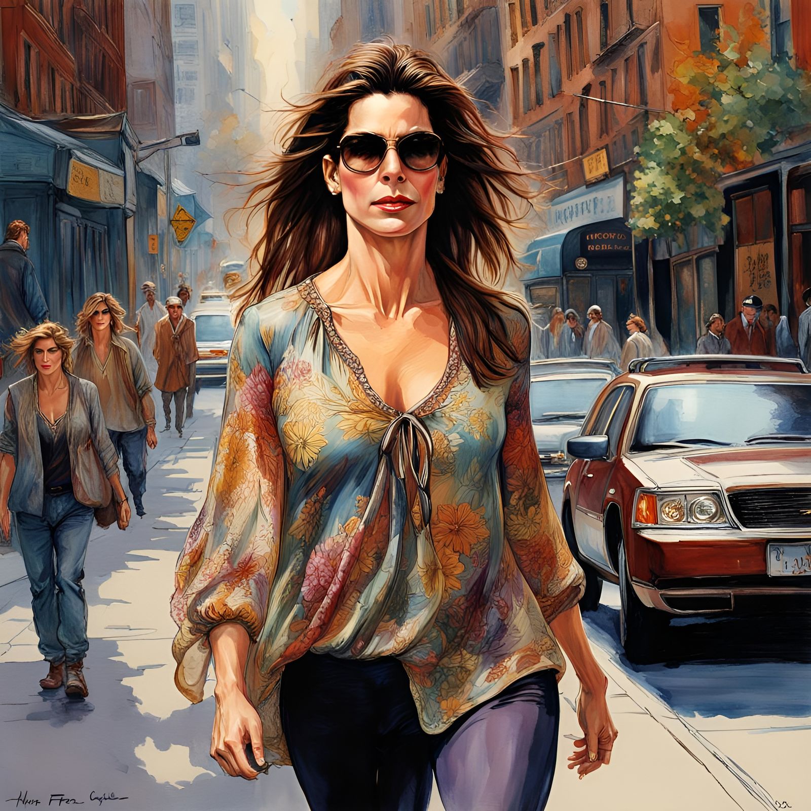 Sandra Bullock Walking in New York City