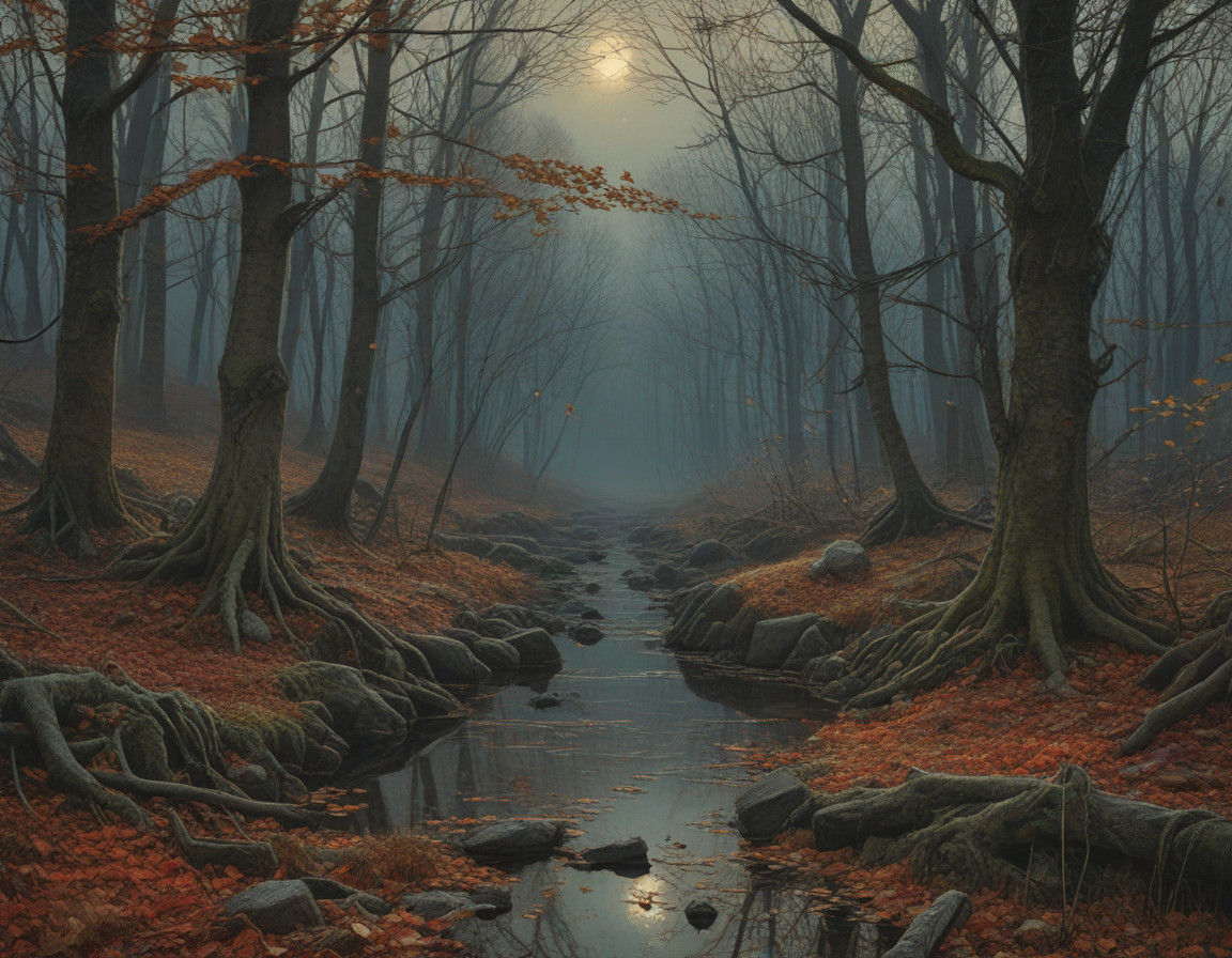 Whispers of Autumn's Final Dance in Frosty Twilight