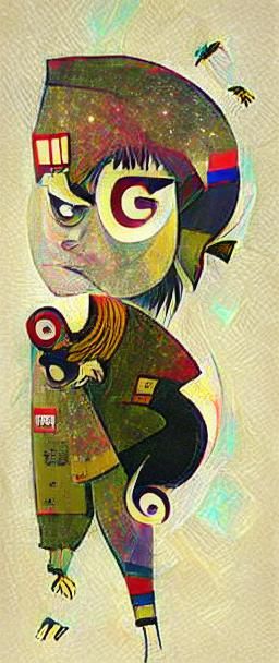 Gorillaz Character in Abstract Expressionist Style