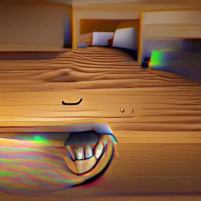 Creepy Smiling Man Lurking Under Bed