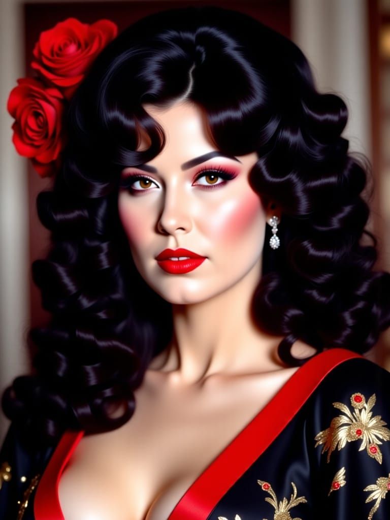 Gothic Beauty Portrait of Sauvanne in Hollywood Wave Style