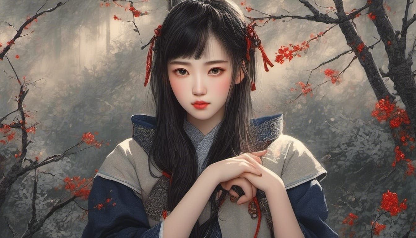 Anime Portrait in Photorealistic Style Inspired by WLOP