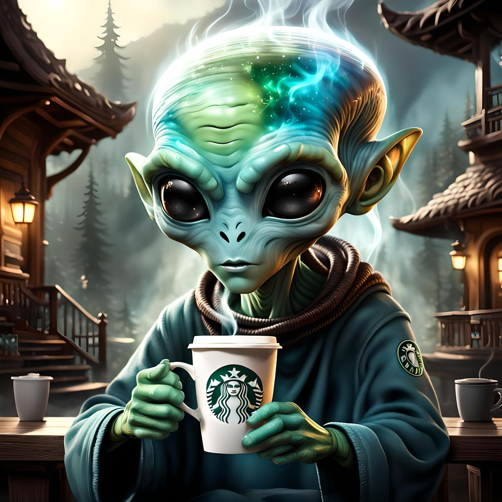 Cute Alien Coffee Break, Mystical Realism