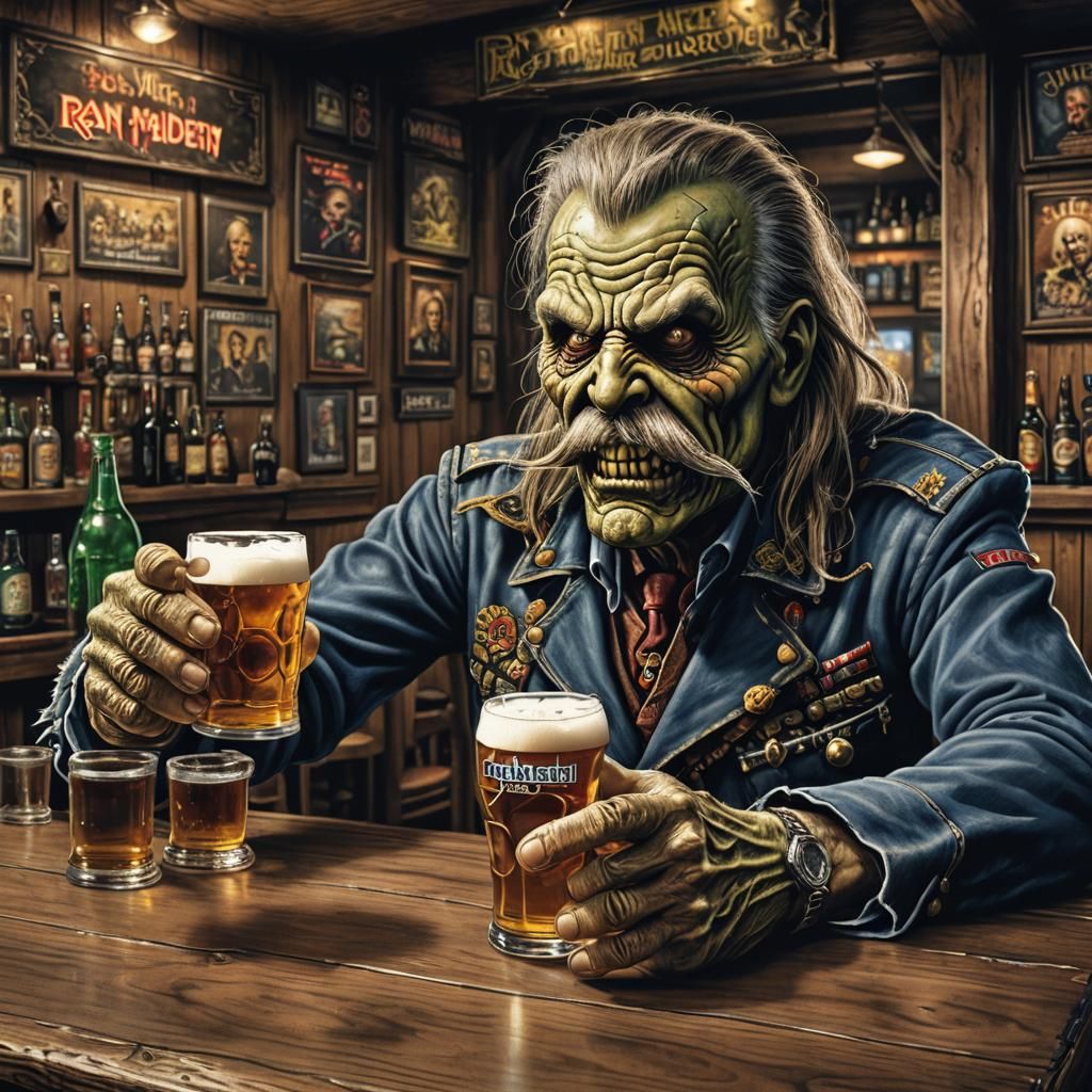 Eddie Drinks Beer: An Iron Maiden Scene
