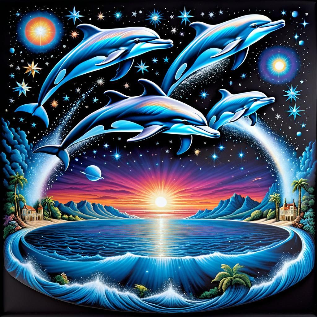 Celestial Cetaceans: Galactic Dolphin Constellation