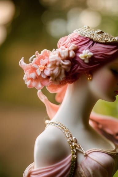 E-Girl Figurine in Rococo Style with Bokeh
