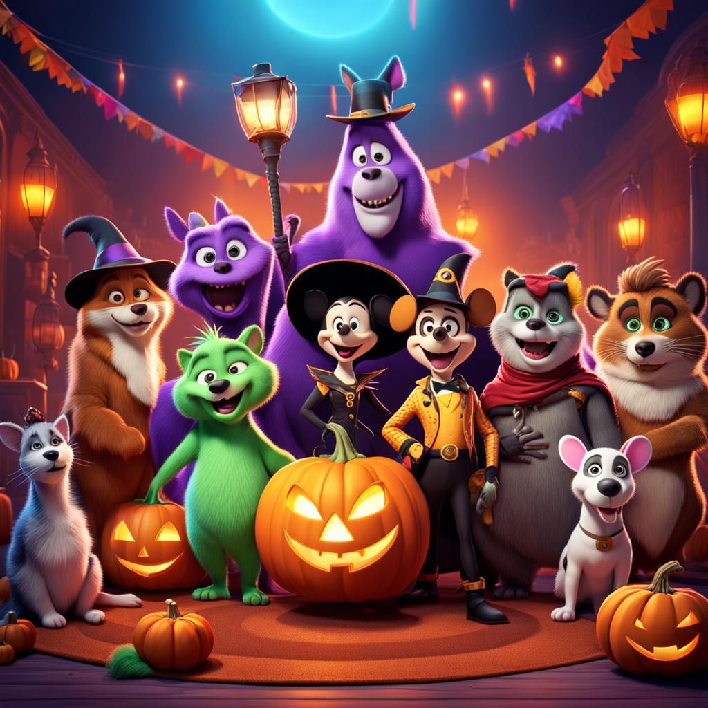 Halloween Costume Party Animals in 3D Digital Art