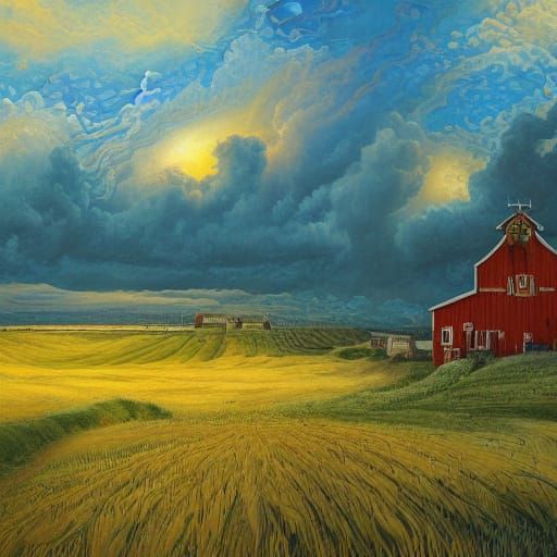 Rural Farm in Grungy Painterly Style