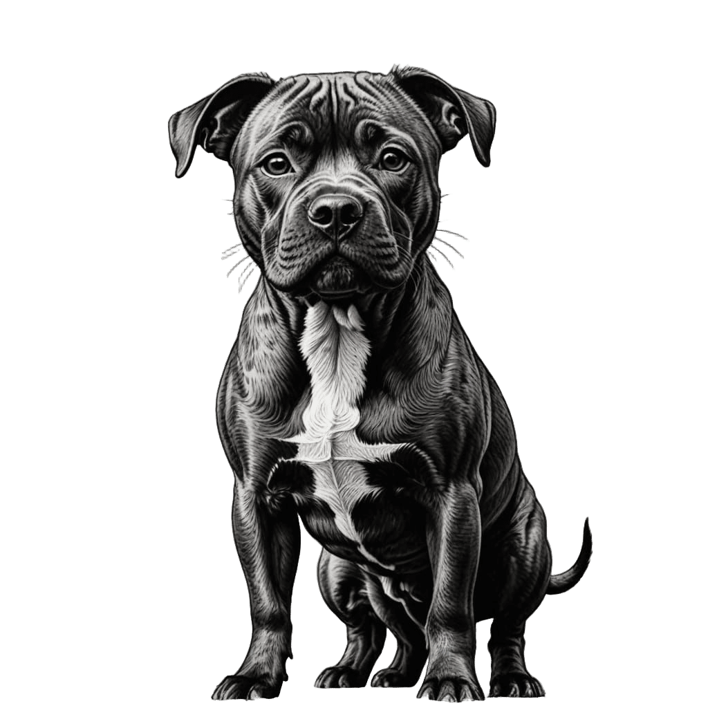 Muscular Staffordshire Bull Terrier in Black and White Fine ...