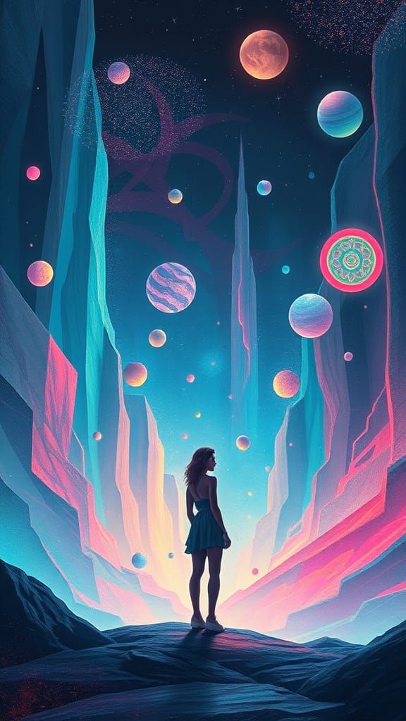 Woman in Surreal Dreamscape, Digital Art