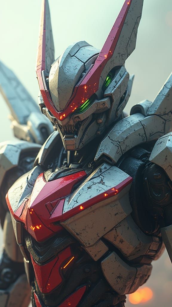 Colossal Futuristic Mecha Warrior in Tilt Shift