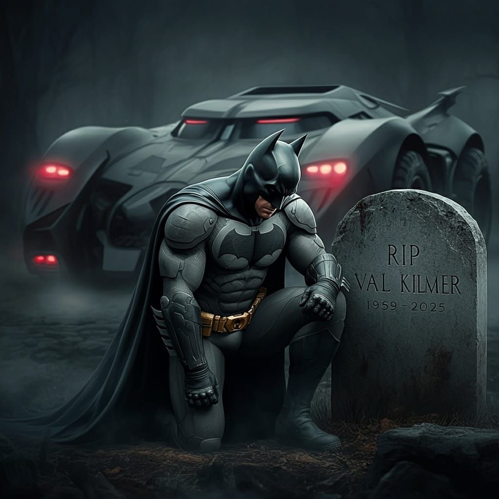 Batman Pays Tribute to Val Kilmer in Somber Hyperrealistic P...