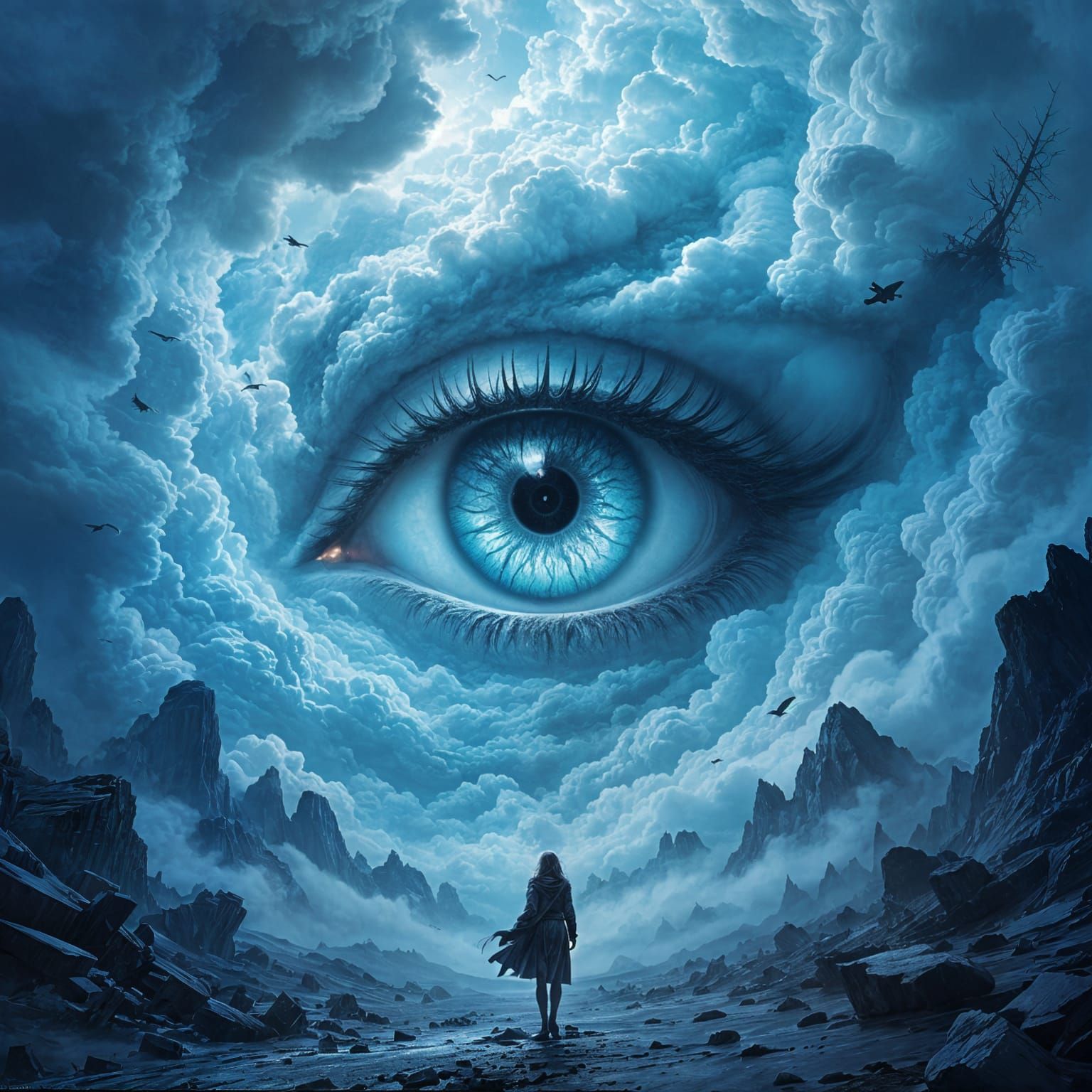 Surreal Eye of the Storm in Vertigo Art Style