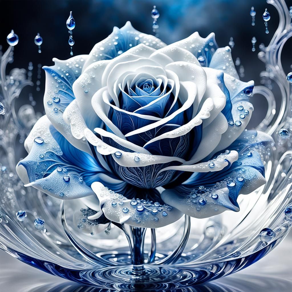 Majestic Transparent Glass Rose Dreamscape