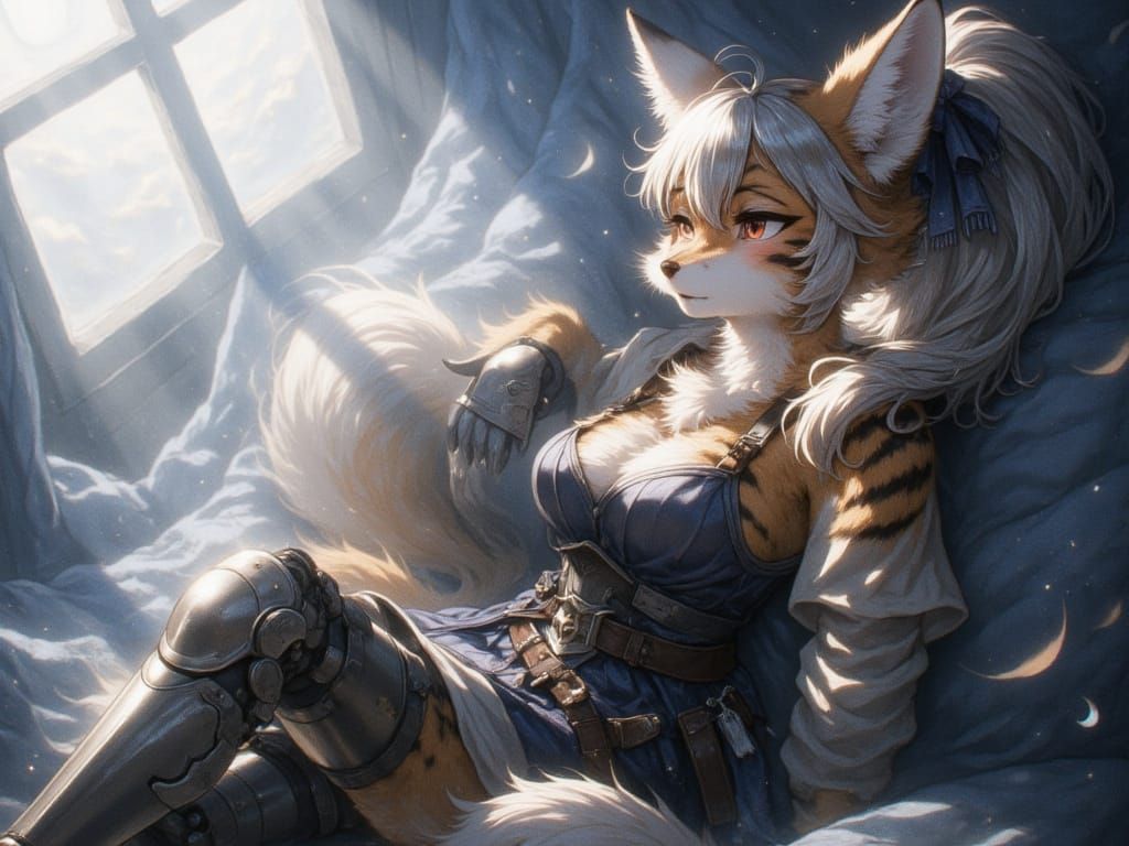 Anthropomorphic Tiger Fox in Anime Style with God Rays