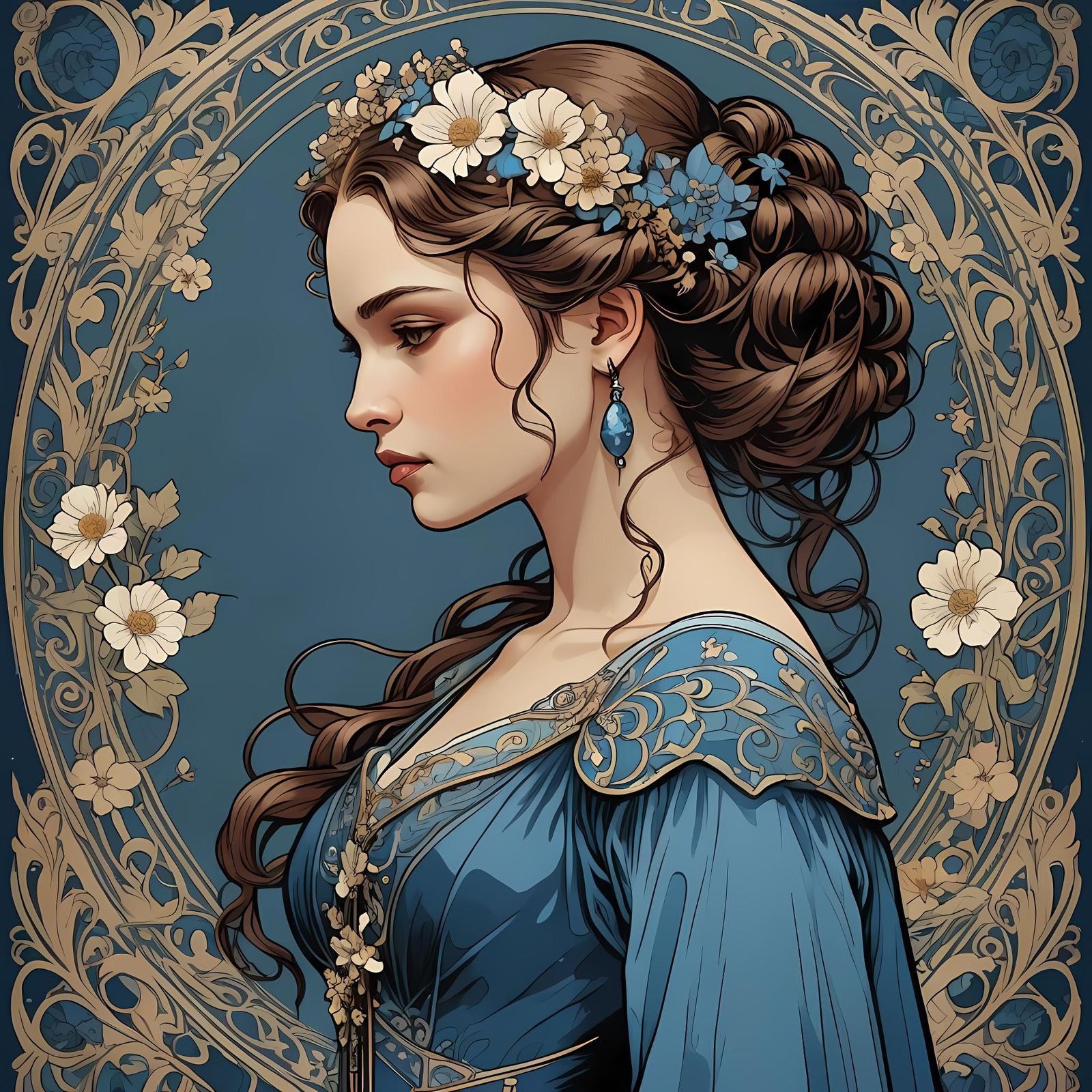 Padme Amidala Portrait in Art Nouveau Style