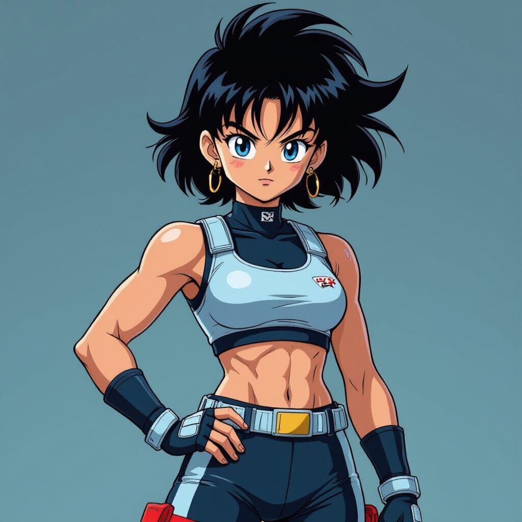 Anime Character with Futuristic Outfit and Dynamic Pose