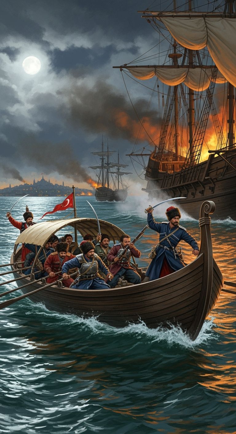 Cossack Chaika Attacks Turkish Galley on Black Sea