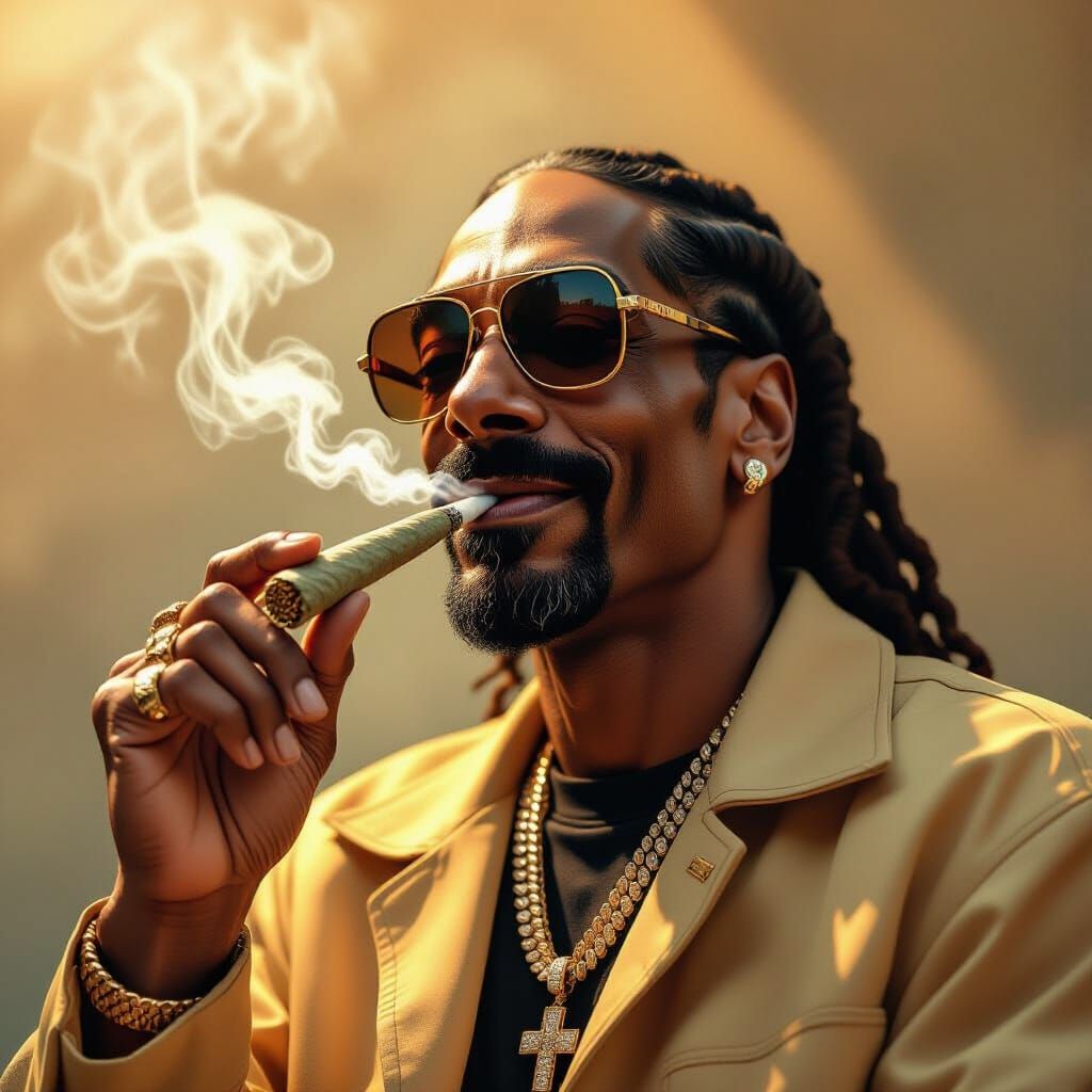 Snoop Dogg Smoking a Joint in Digital Art Style