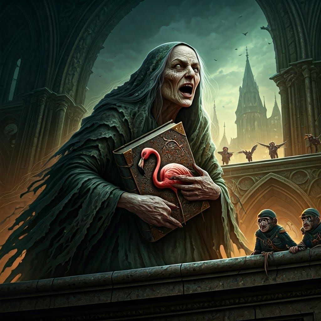 Wicked Witch of the West in Hyperrealistic, Dark Fantasy Sce...