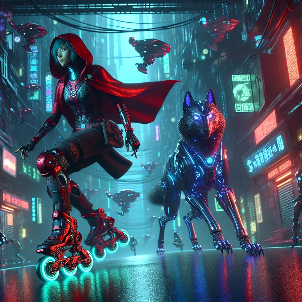 Cyberpunk Red Riding Hood Data Courier
