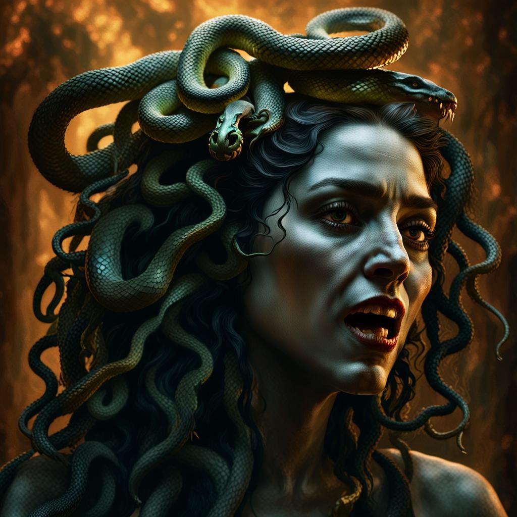 Medusa Portrait in Dark Fantasy Style