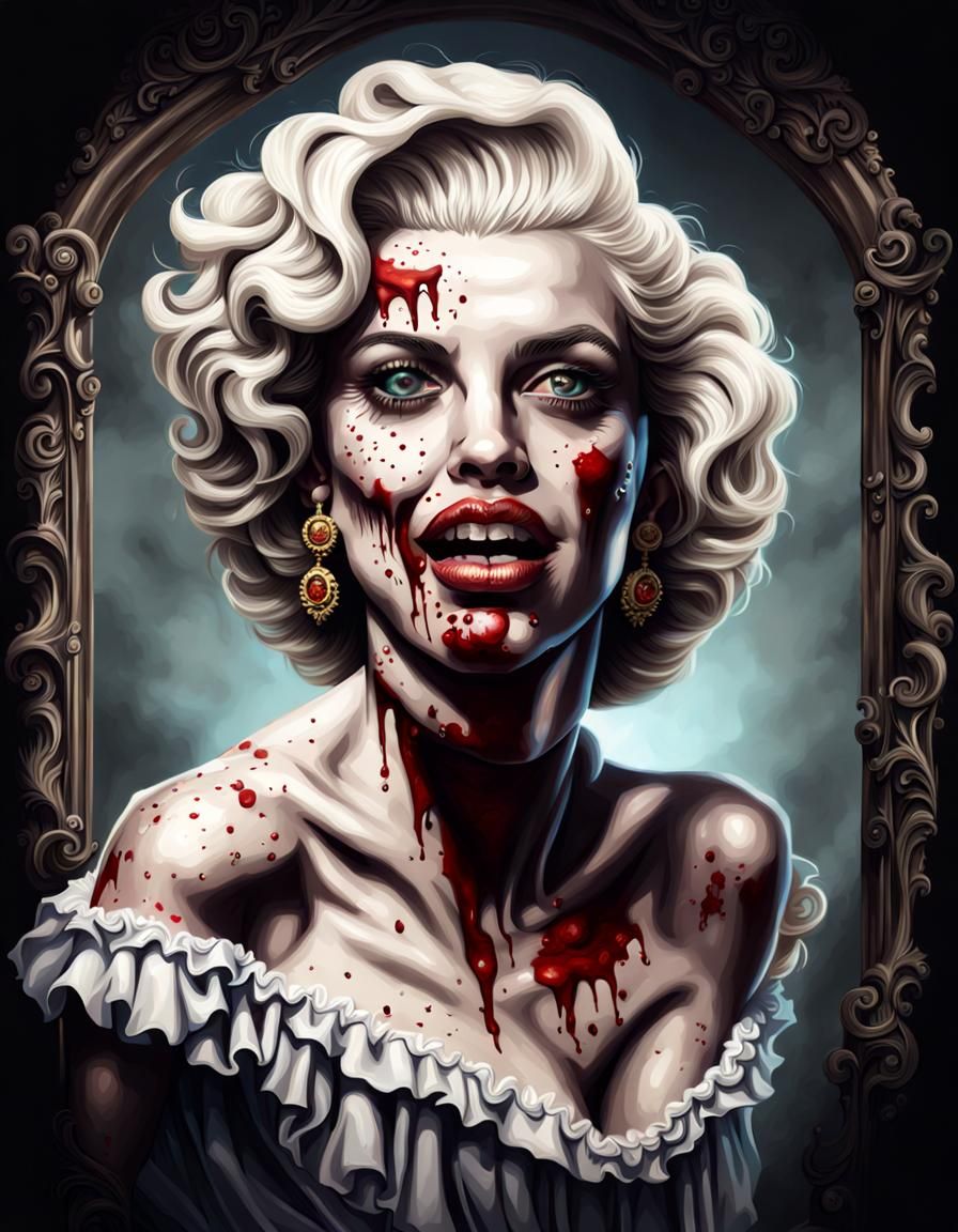 Baroque Zombie Marilyn Monroe in Hyperrealistic 8k