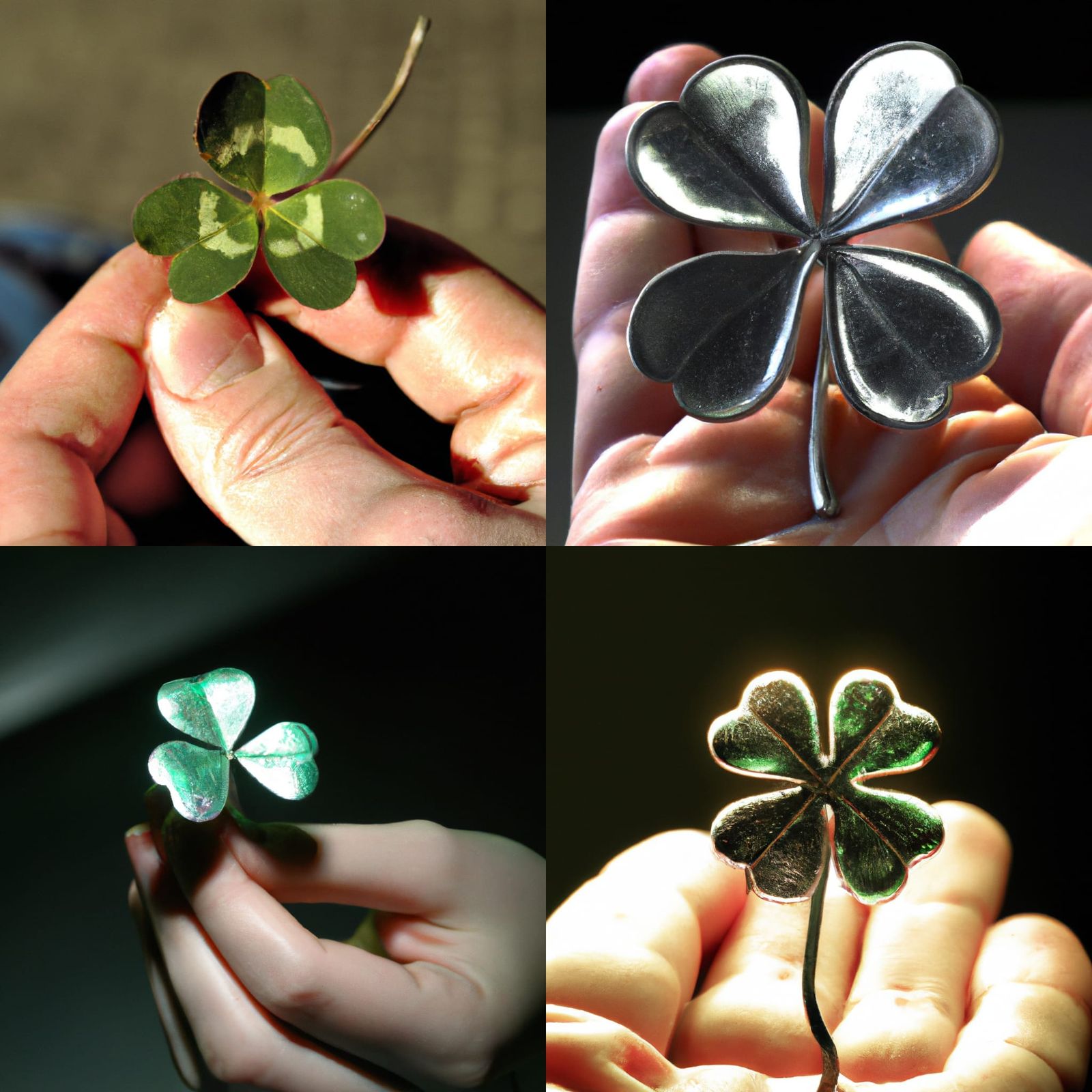 Metallic Four Leaf Clover in Dynamic Lighting