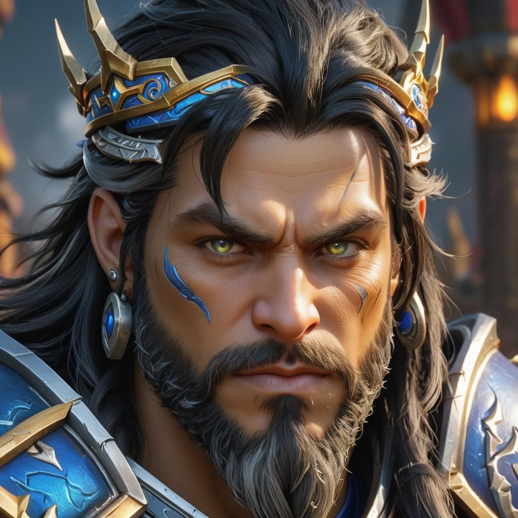 Mighty King in Intricate Armor, Hyperrealistic Portrait