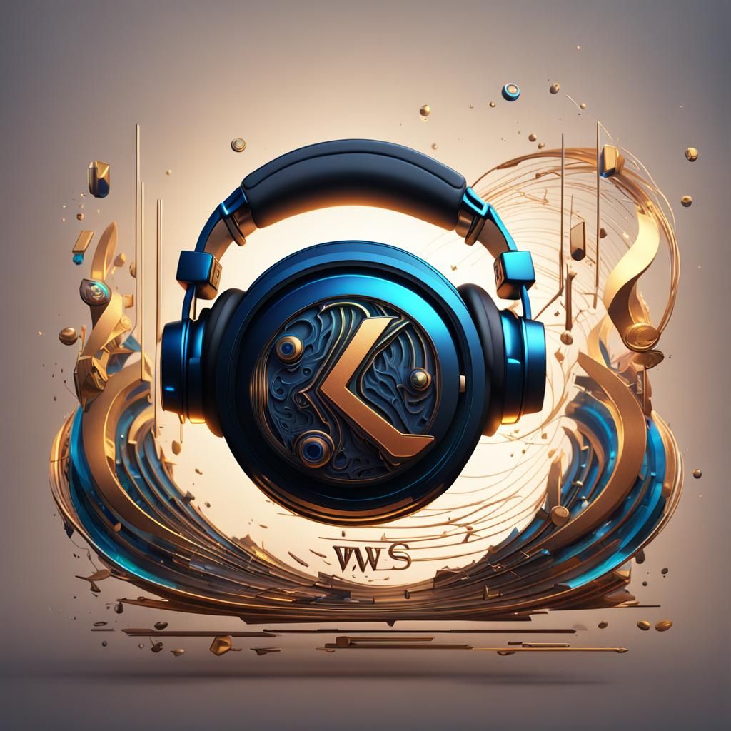 Sound Design Logo with Headphones and Sound Waves