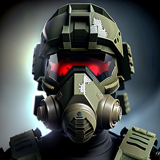 Halo Guardian: Battle-Hardened Soldier in War-Torn Landscape