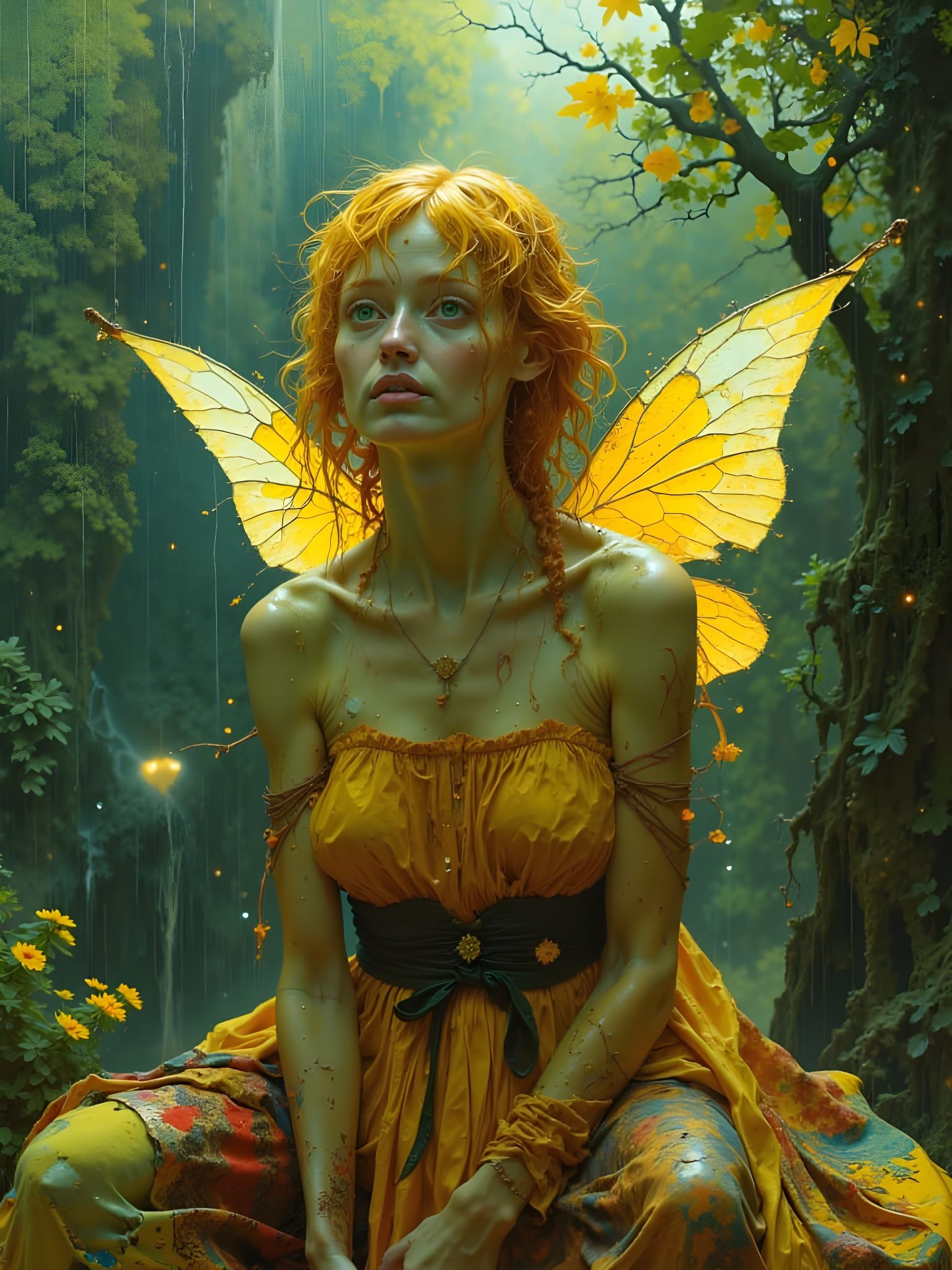 Pixie Laughing in Summer Rain, Medieval Style