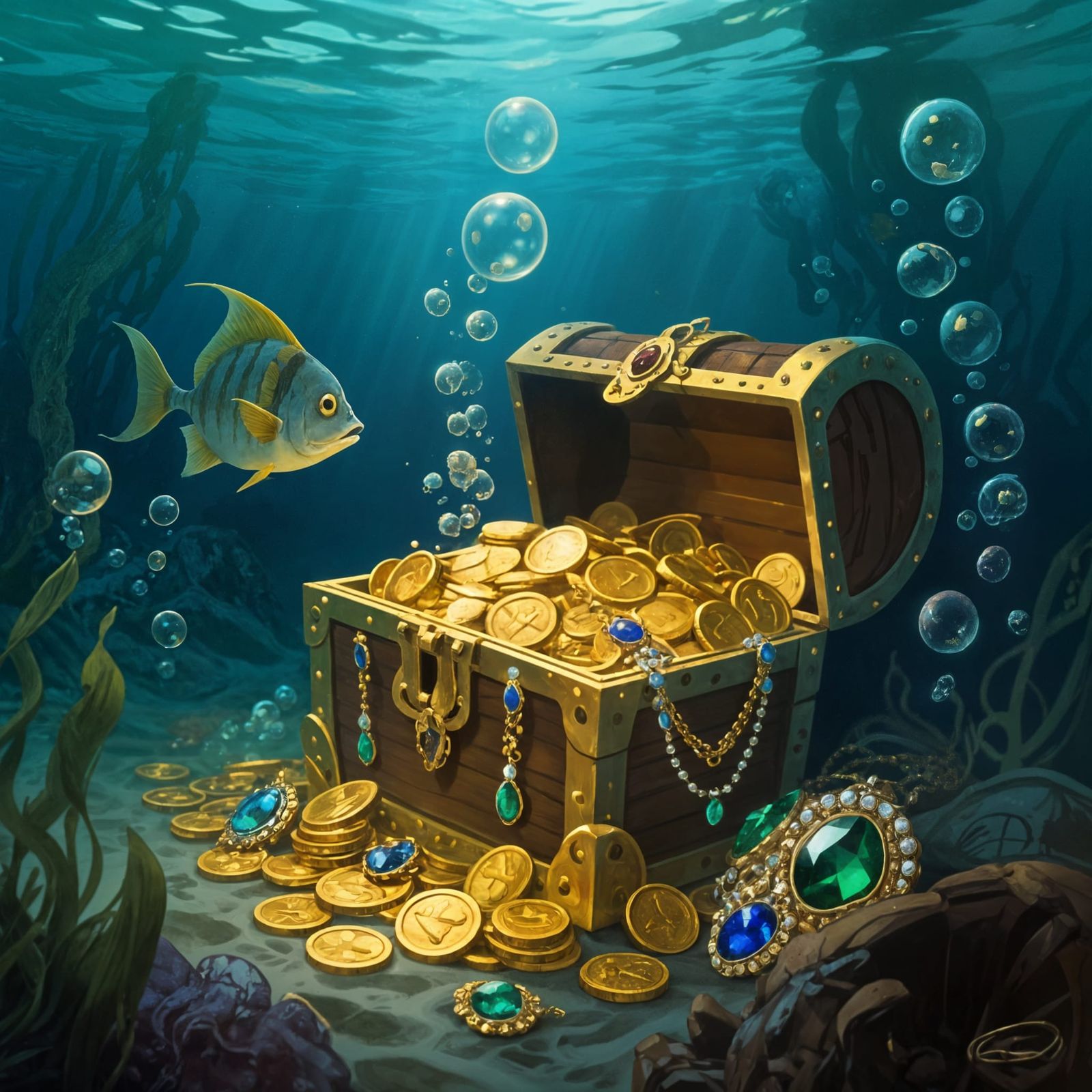 Sunken Treasure Chest Illustration