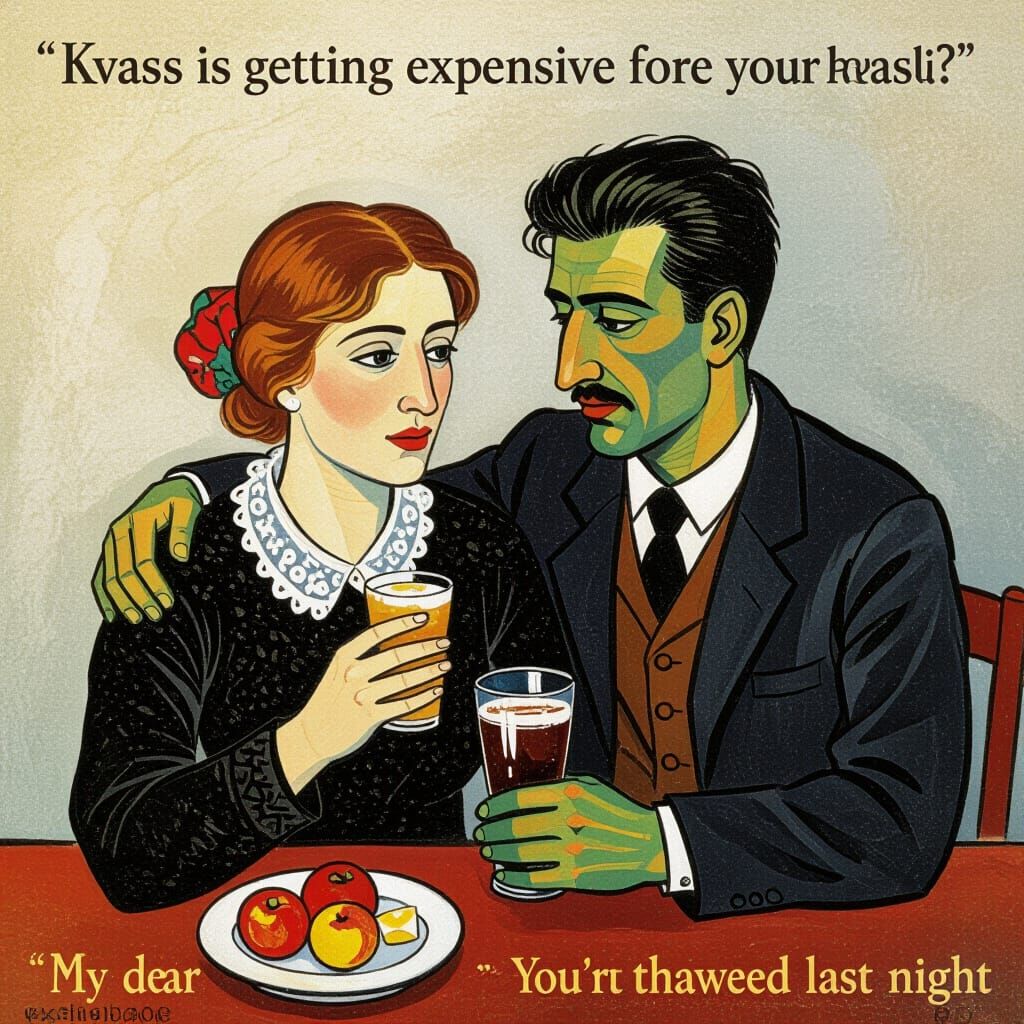 Emotional Figures in a Dreamlike Landscape