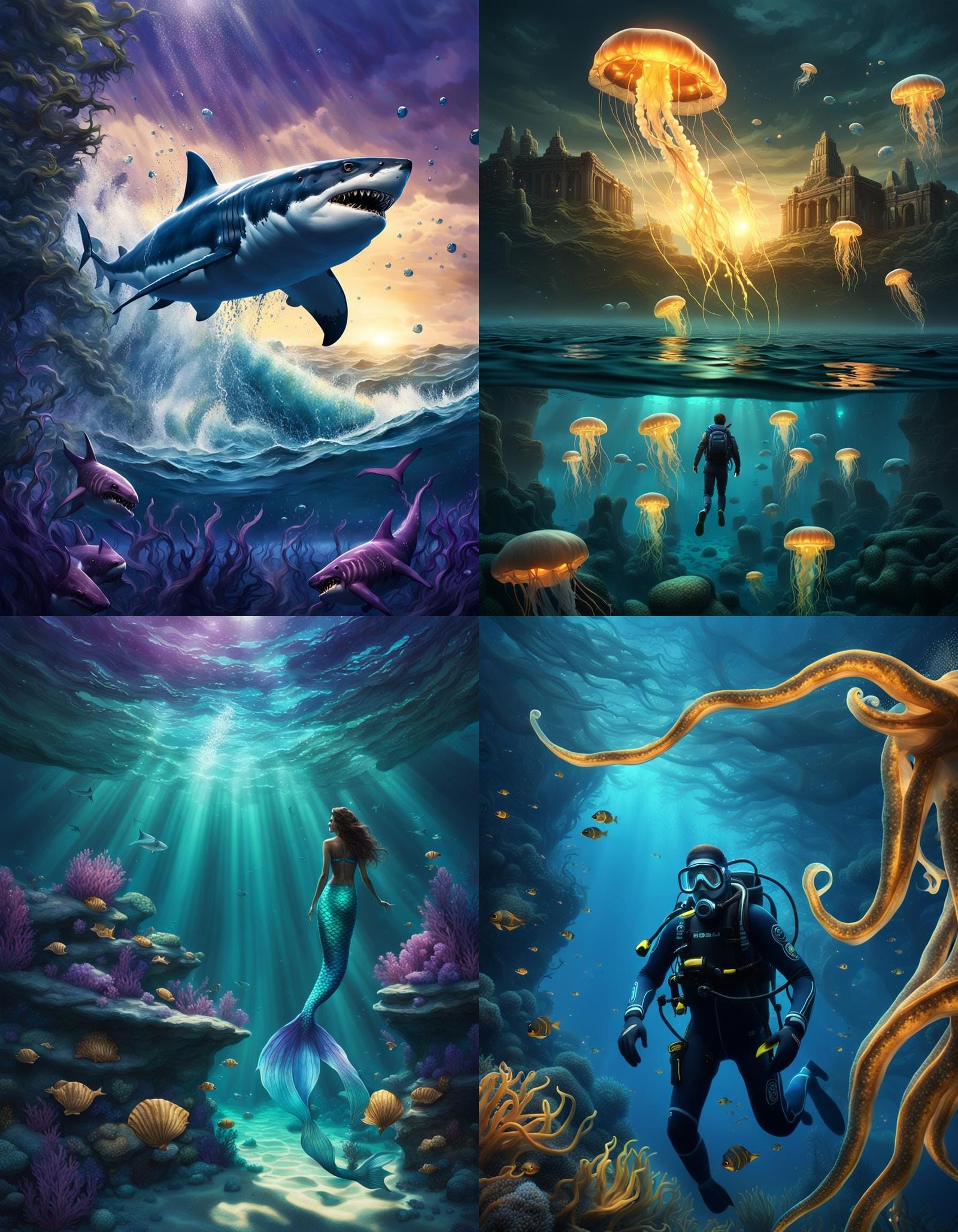 Fantastical Deep Water Scene in Detailed Matte Painting