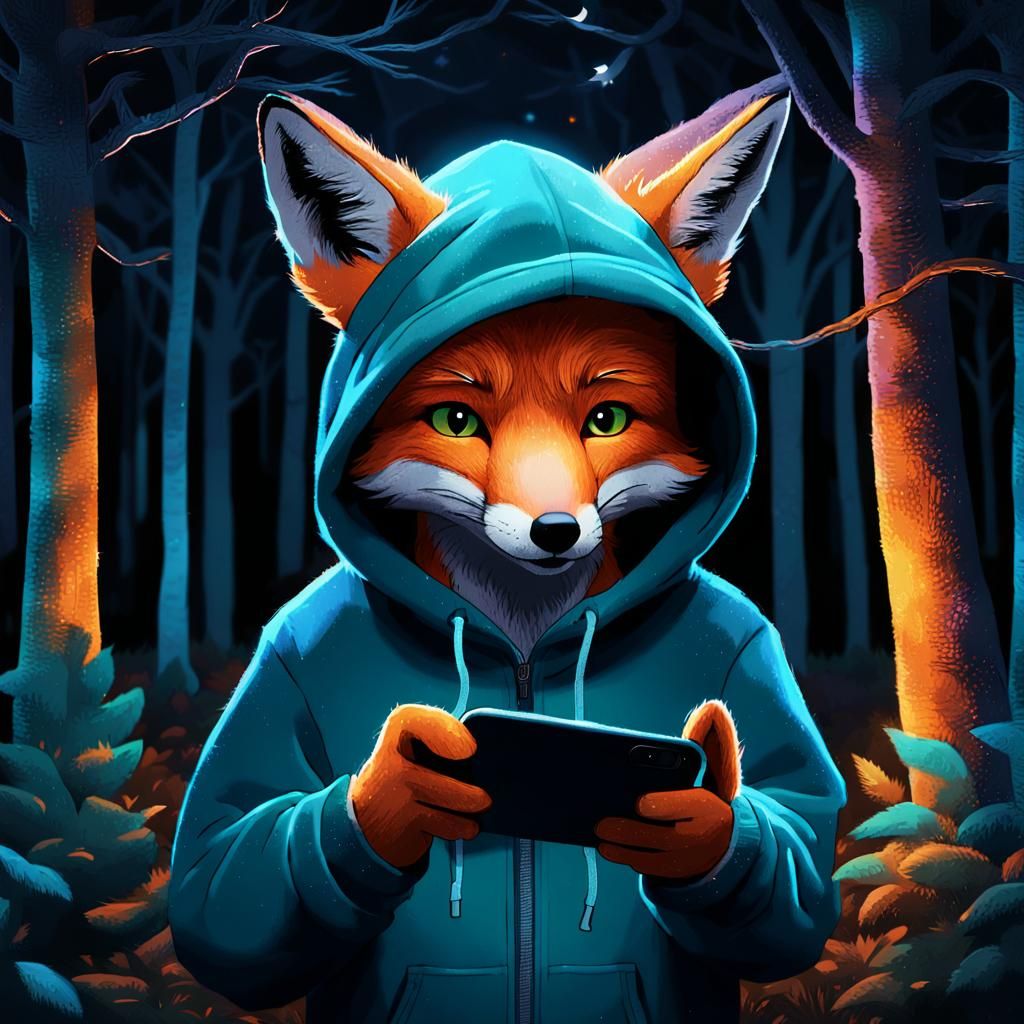 Fox in Hoodie with Phone: Concept Art