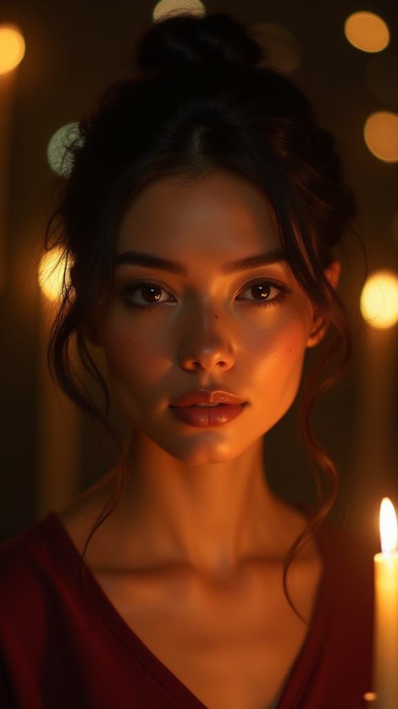 Magnetic Woman in Golden Light: Hyperrealistic Portrait