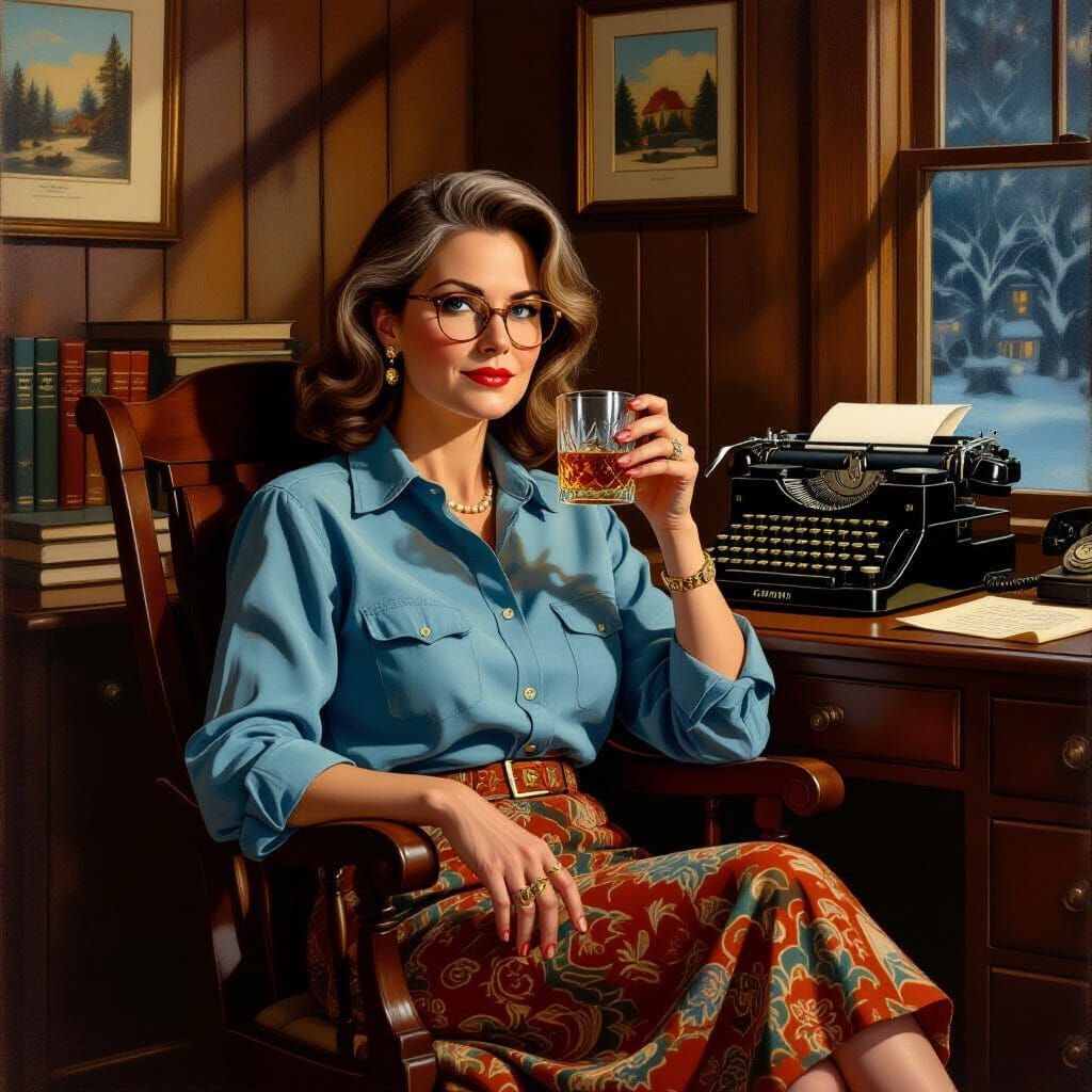 Woman in Office Chair, Hopper and Wyeth Style