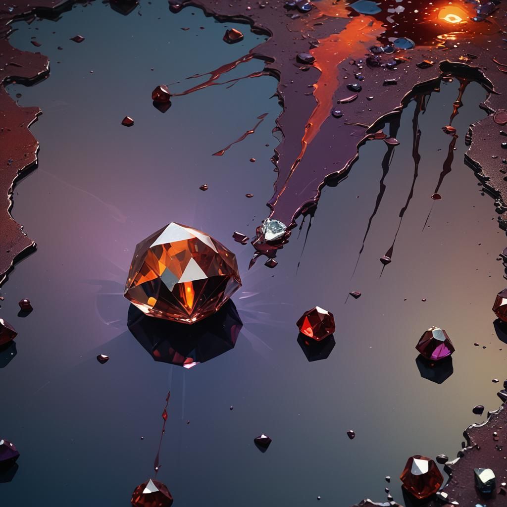 Broken Crystal Orange with Diamond, Blood Drip