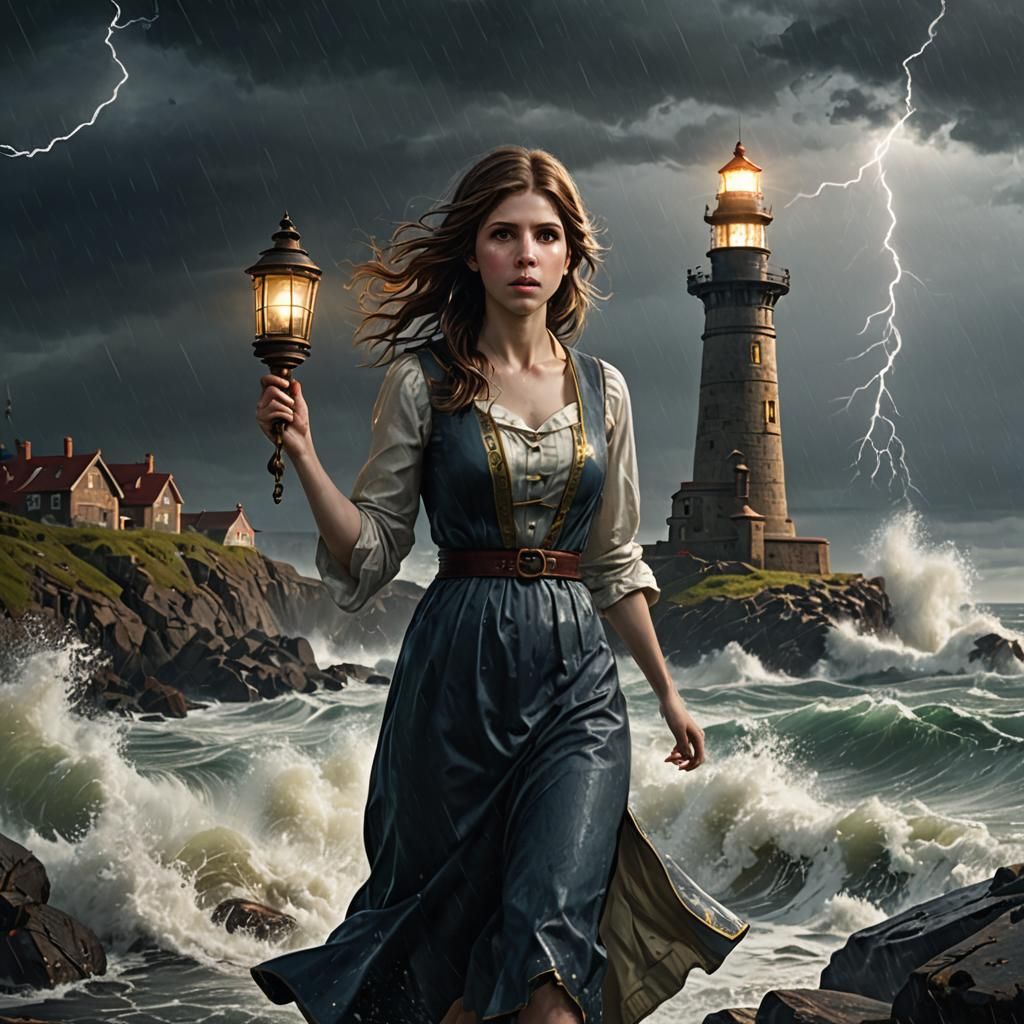 Stormy Seashore Lighthouse: Dark Fantasy Concept Art