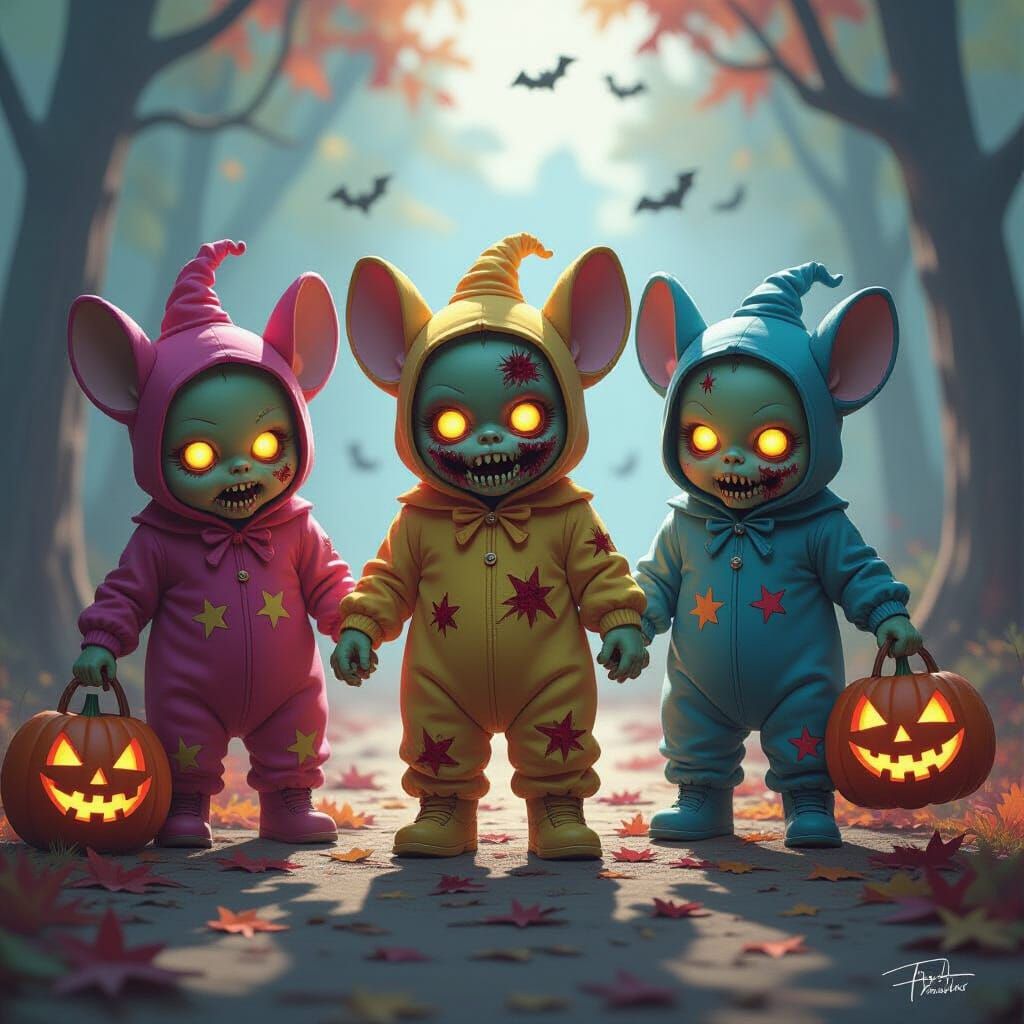 Teletubbies Zombie Halloween Trick or Treat Concept Art