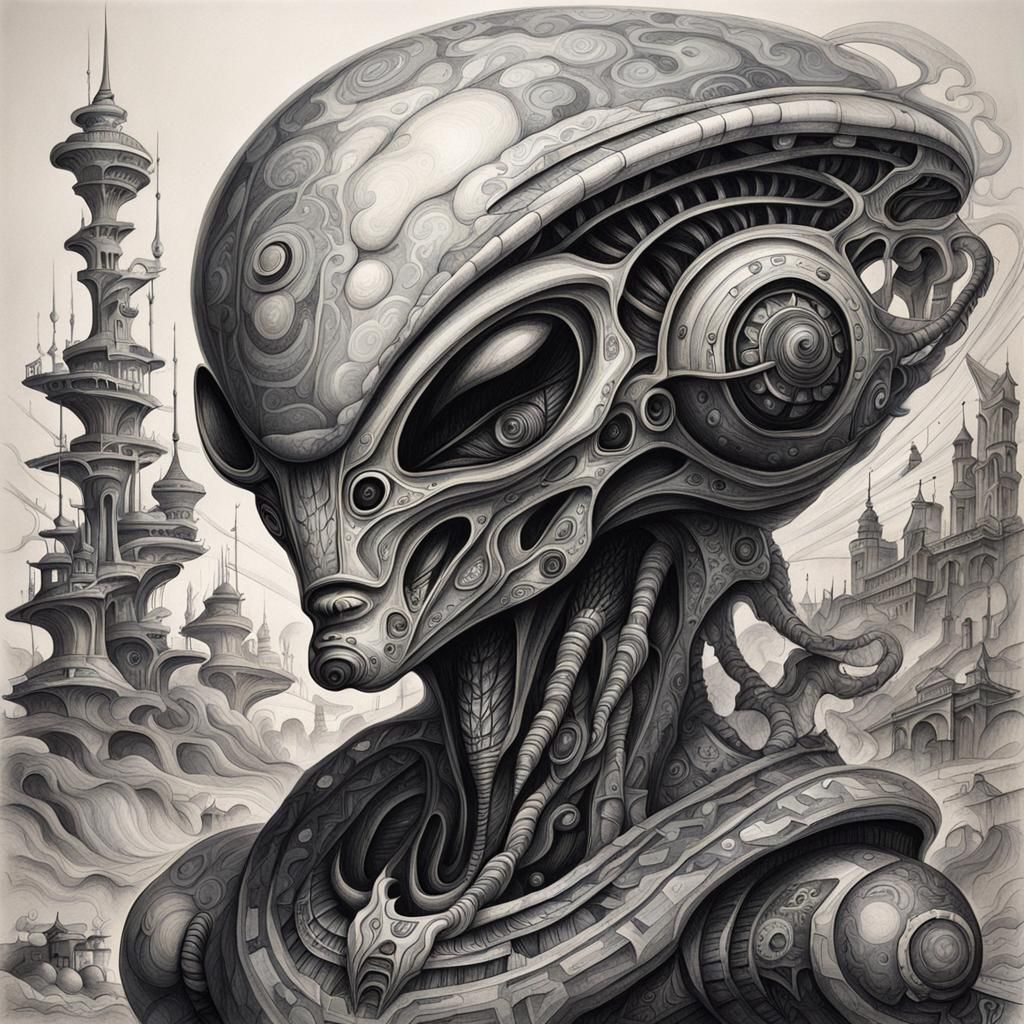 Hyperdetailed Alien Flower in Retrofuturist Renaissance Styl...