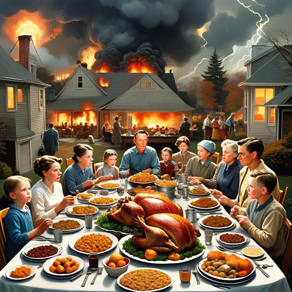 Apocalyptic Thanksgiving Dinner in Dystopian Style