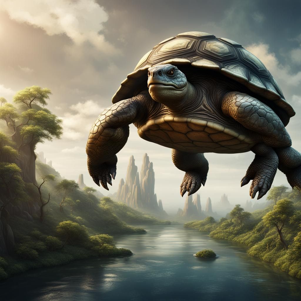 Earth as Giant Turtle: Detailed Fantasy Art